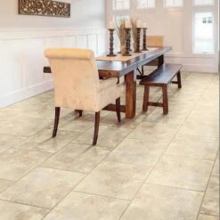 Congoleum DuraStone Rapolano 10-Piece 16-in X 16-in Groutable Taffeta White Glue (Adhesive) Luxury Vinyl Tile