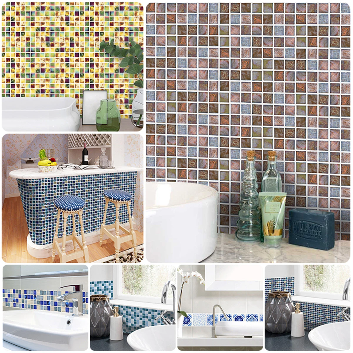 18Pcs Mosaic Tile Stickers Backsplash Self Adhesive Transfer Kitchen Wall Floor Decals 1 18Pcs Mosaic Tile Stickers Backsplash Self Adhesive Transfer Kitchen Wall Floor Decals
