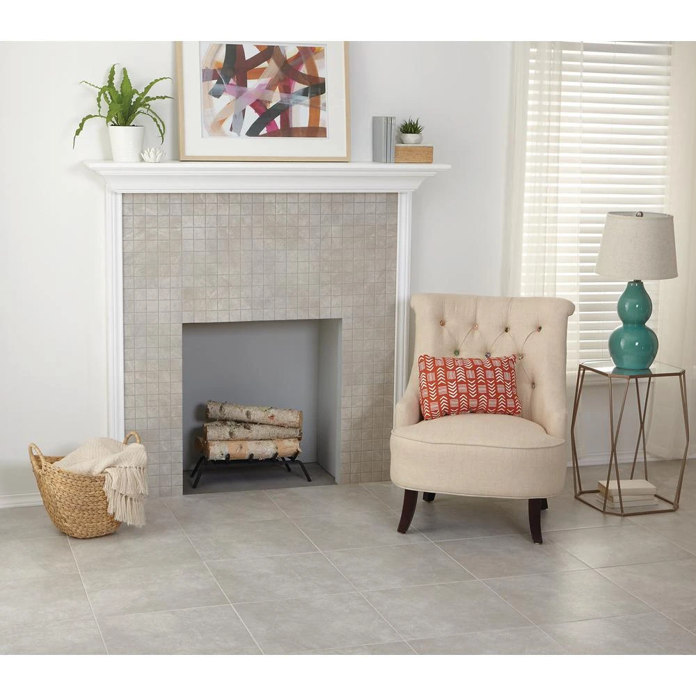 TrafficMaster Portland Stone Gray 18 In. X 18 In. Glazed Ceramic Floor And Wall Tile (17.44 Sq. Ft. / Case) 10 TrafficMaster Portland Stone Gray 18 In. X 18 In. Glazed Ceramic Floor And Wall Tile (17.44 Sq. Ft. / Case) - Image 10