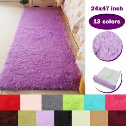 23x47 Inch 13 Colors Modern Soft Fluffy Floor Rug Anti-skid Shag Shaggy Area Rug Home Bedroom Dining Room Warm Carpet Child Play Mat Yoga Mat