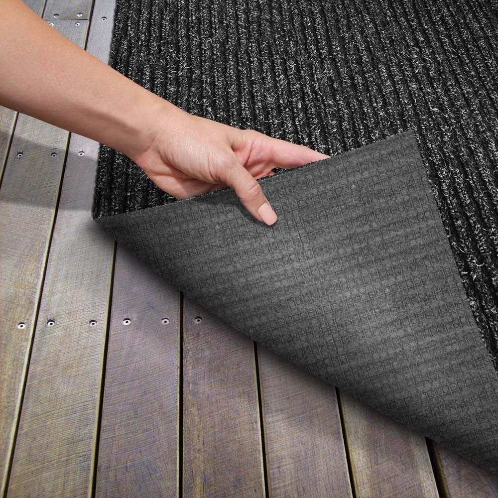 Heavy-Duty Ribbed Indoor/Outdoor Carpet With Rubber Marine Backing - Charcoal Black 6' X 10' - Several Sizes Available - Carpet Flooring For Patio, Porch, Deck, Boat, Basement Or Garage 2 Heavy-Duty Ribbed Indoor/Outdoor Carpet With Rubber Marine Backing - Charcoal Black 6' X 10' - Several Sizes Available - Carpet Flooring For Patio, Porch, Deck, Boat, Basement Or Garage - Image 2