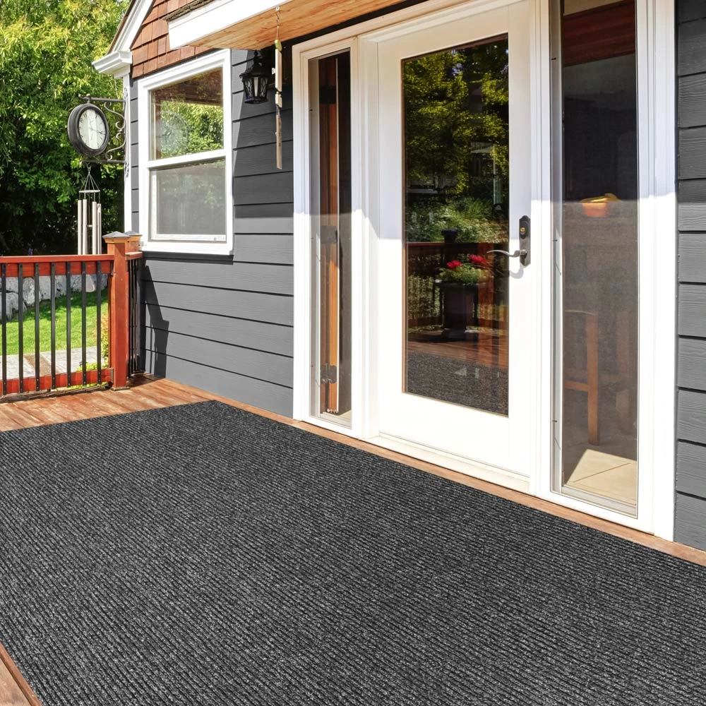 Heavy-Duty Ribbed Indoor/Outdoor Carpet With Rubber Marine Backing - Charcoal Black 6' X 10' - Several Sizes Available - Carpet Flooring For Patio, Porch, Deck, Boat, Basement Or Garage 9 Heavy-Duty Ribbed Indoor/Outdoor Carpet With Rubber Marine Backing - Charcoal Black 6' X 10' - Several Sizes Available - Carpet Flooring For Patio, Porch, Deck, Boat, Basement Or Garage - Image 9