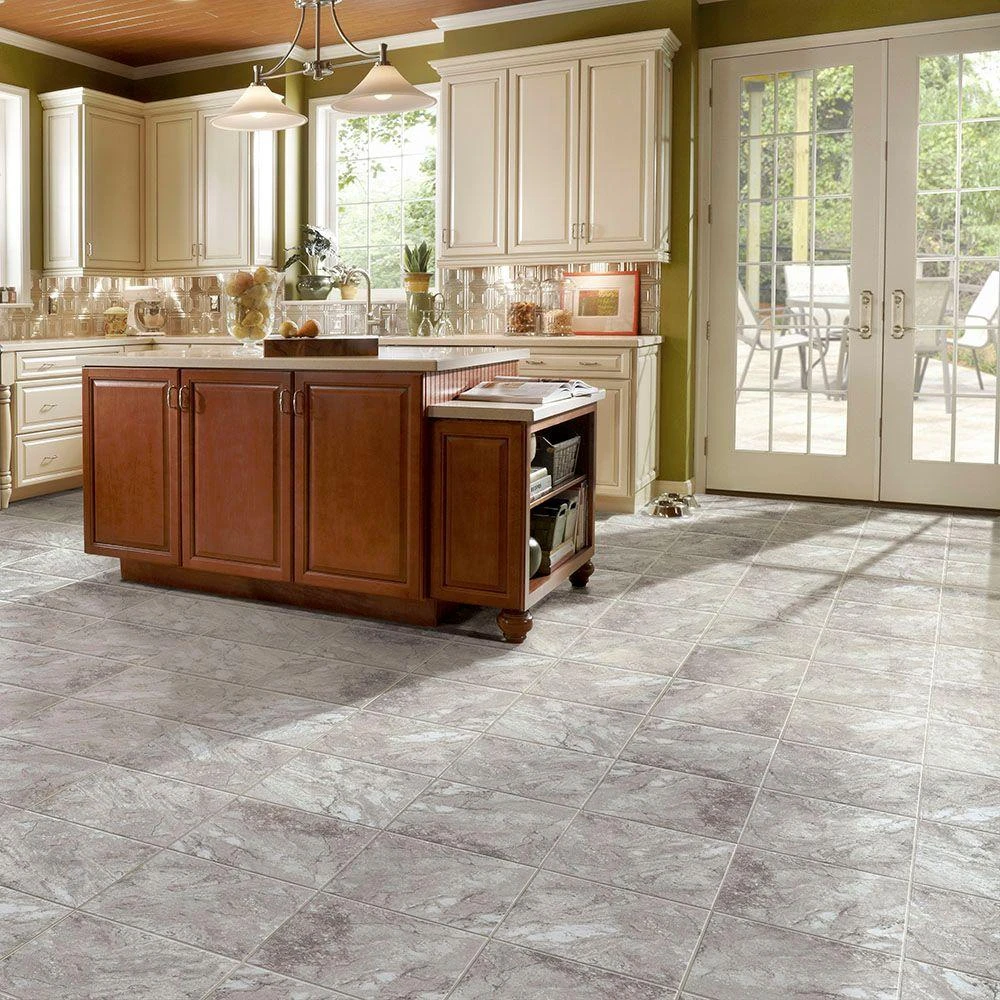 TrafficMASTER Groutable 18 In. X 18 In. White And Grey Travertine Peel And Stick Vinyl Tile (36 Sq. Ft. / Case) 2 TrafficMASTER Groutable 18 In. X 18 In. White And Grey Travertine Peel And Stick Vinyl Tile (36 Sq. Ft. / Case) - Image 2